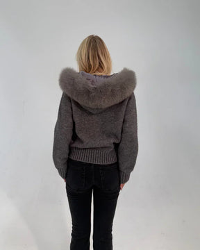 Numero - Fur Jacket Satin - Gray