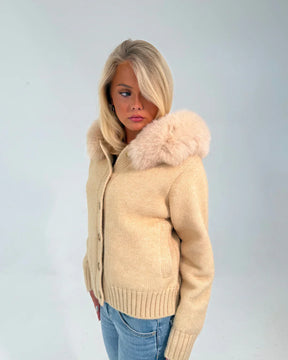 Numero - Button Up Fur Jacket - Beige