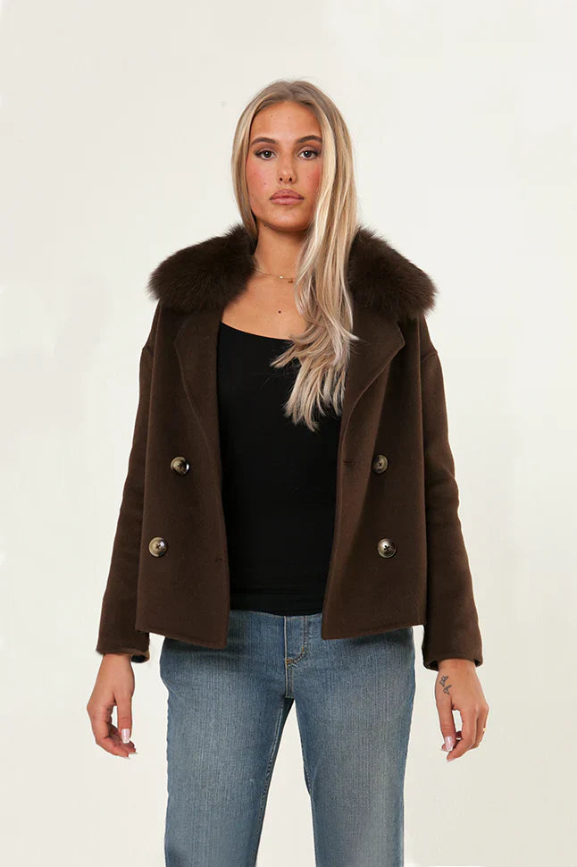 Numero - Double Button Cashmere Coat - Brown