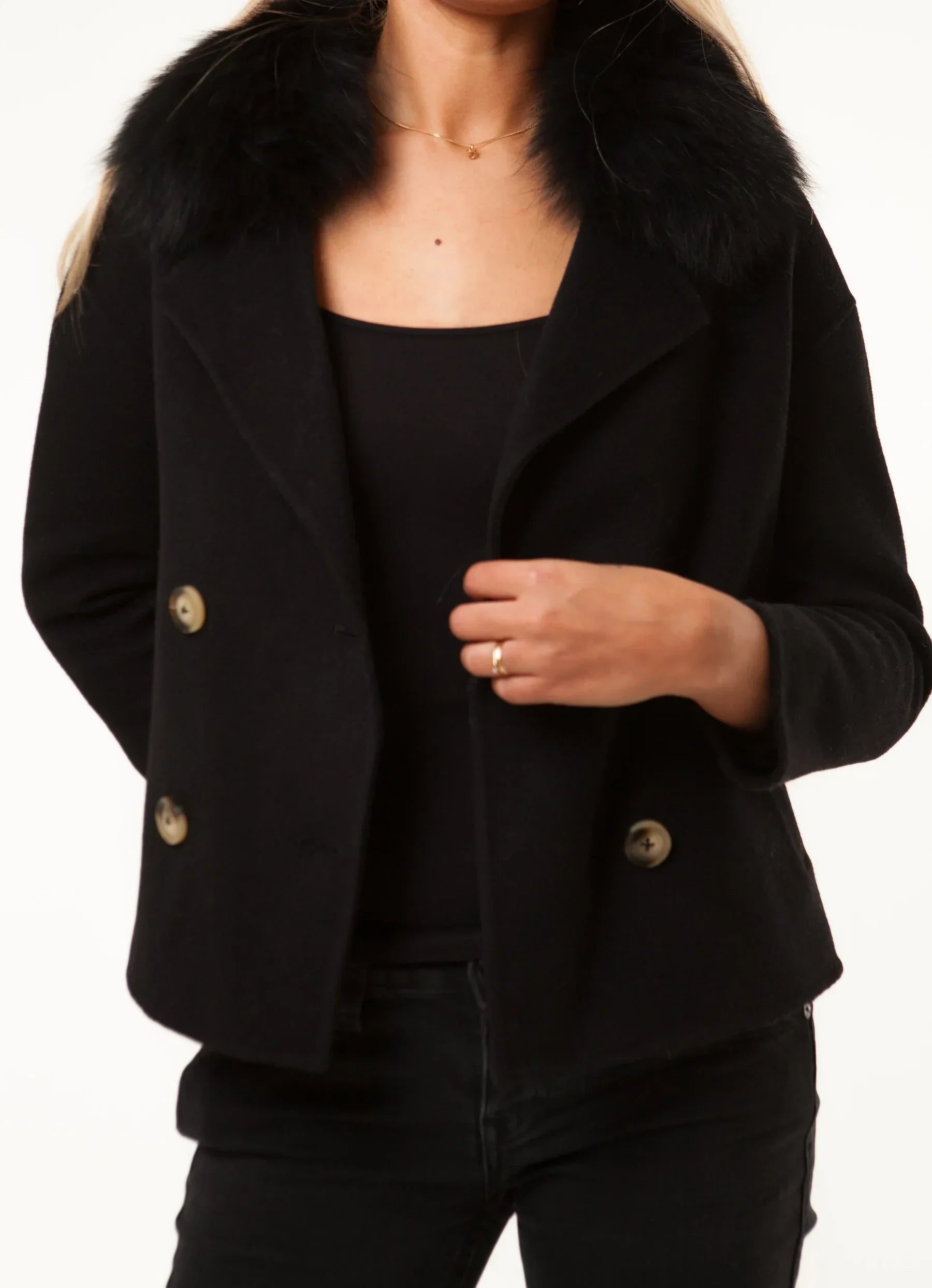 Numero - Double Button Cashmere Coat - Black
