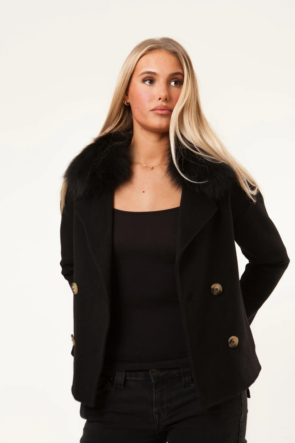 Numero - Double Button Cashmere Coat - Black