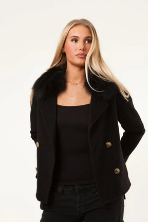 Numero - Double Button Cashmere Coat - Black