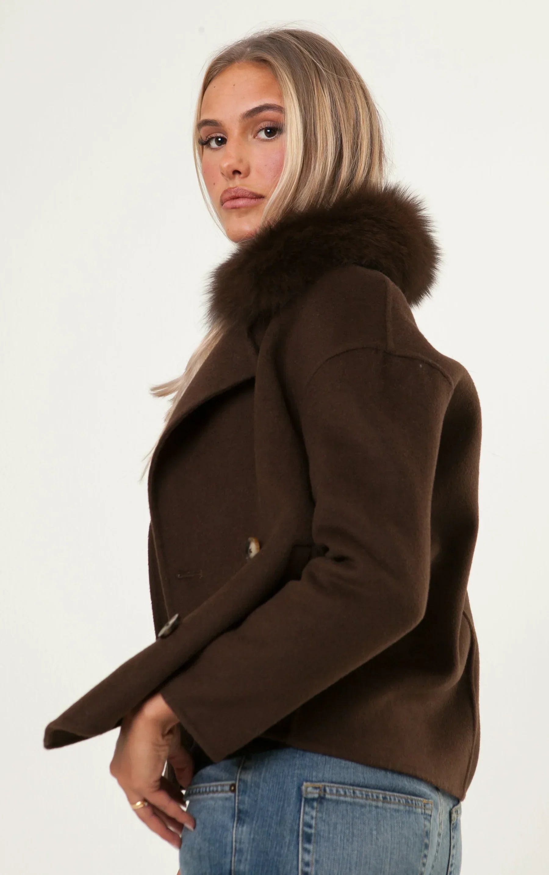 Numero - Double Button Cashmere Coat - Brown