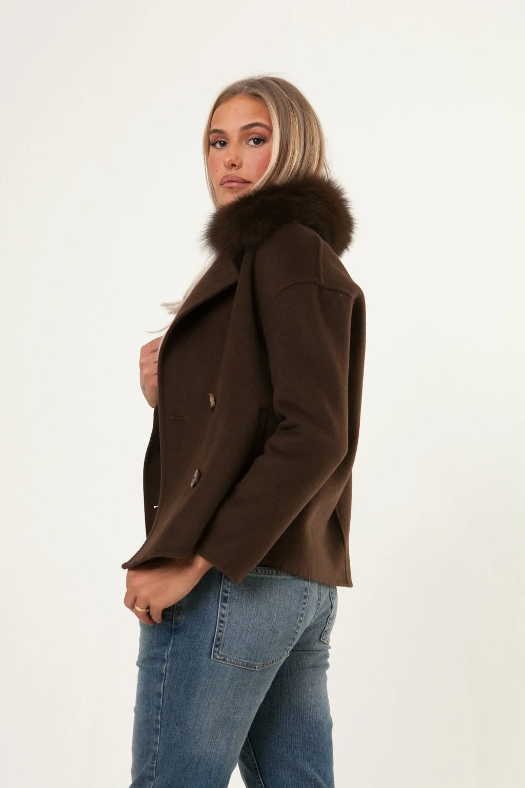 Numero - Double Button Cashmere Coat - Brown