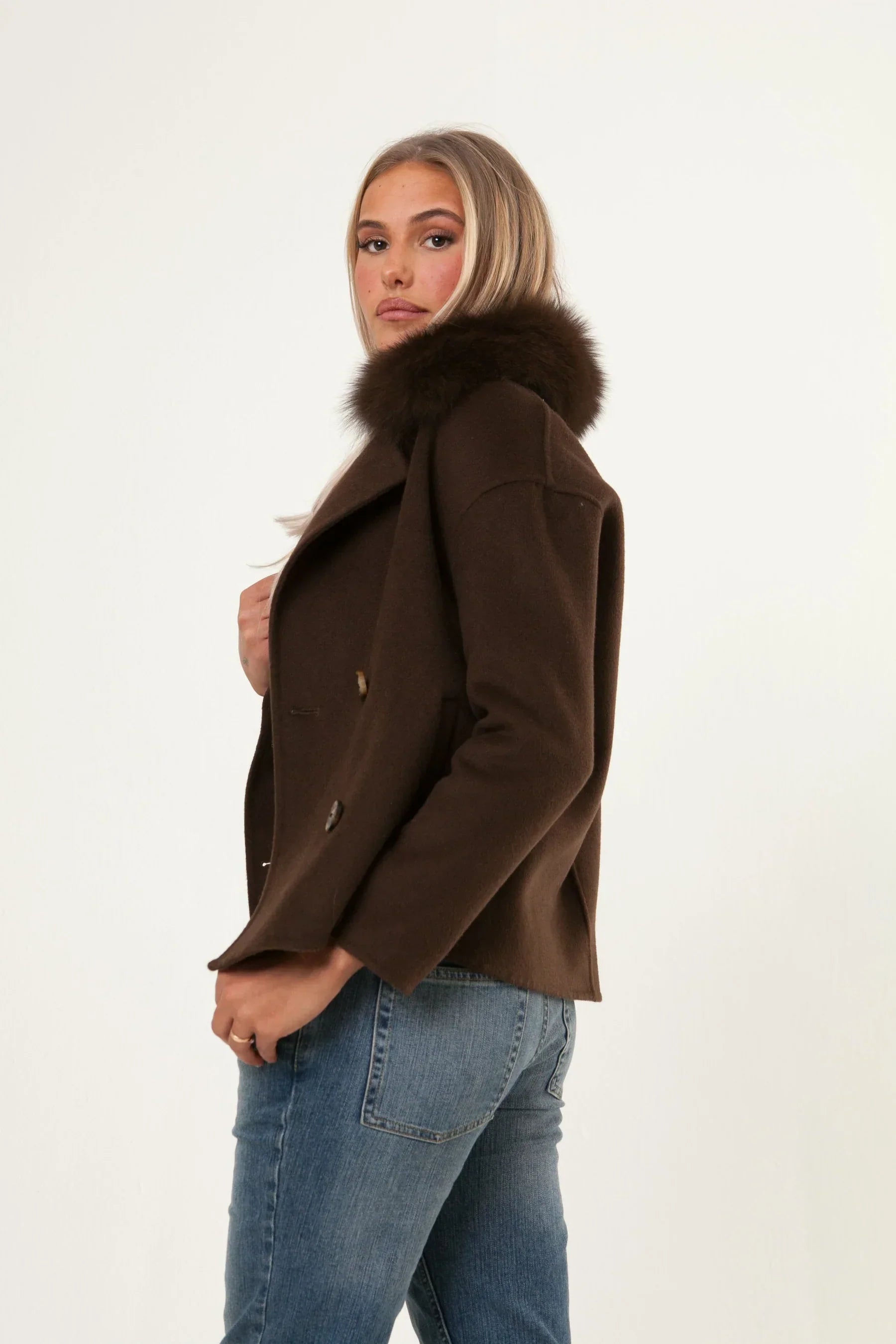 Numero - Double Button Cashmere Coat - Brown