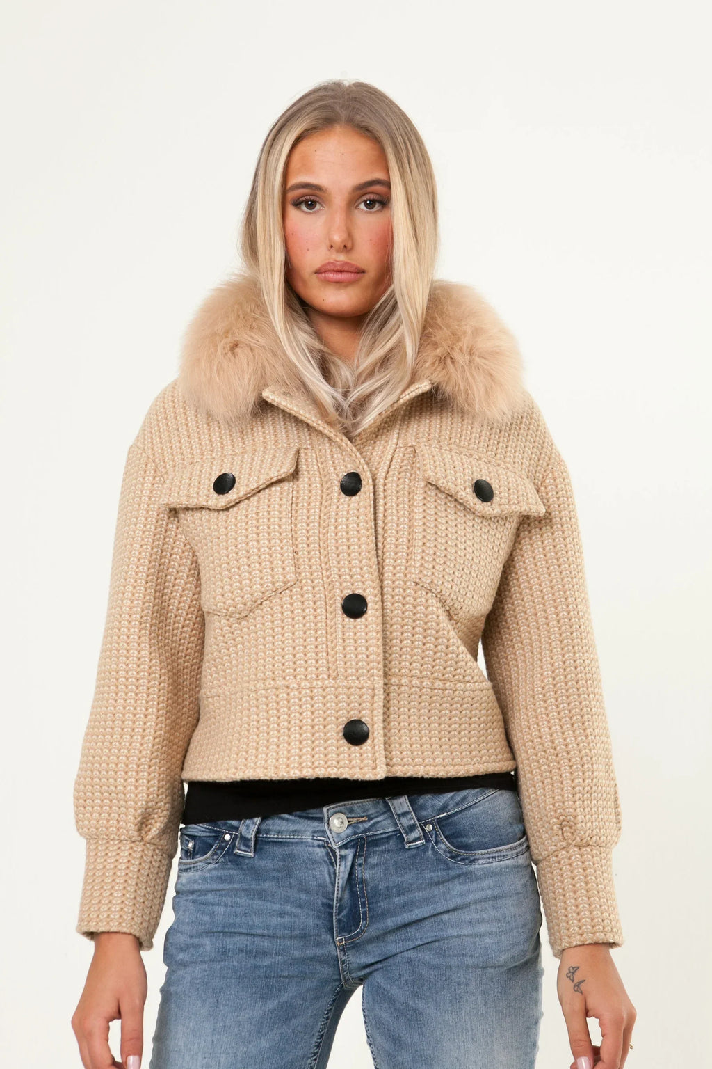 Numero - Button Up Wool Jacket - Beige